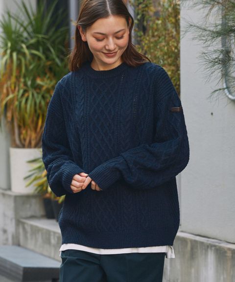 THE CRAFT CREW PRODUCTS 可水洗防靜電抗起球針立體繩結麻花編織圓領毛衣_1