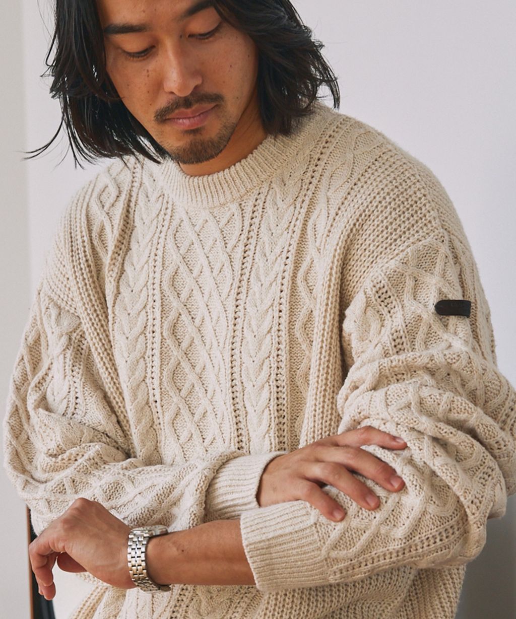 THE CRAFT CREW PRODUCTS 可水洗防靜電抗起球針立體繩結麻花編織圓領毛衣_5