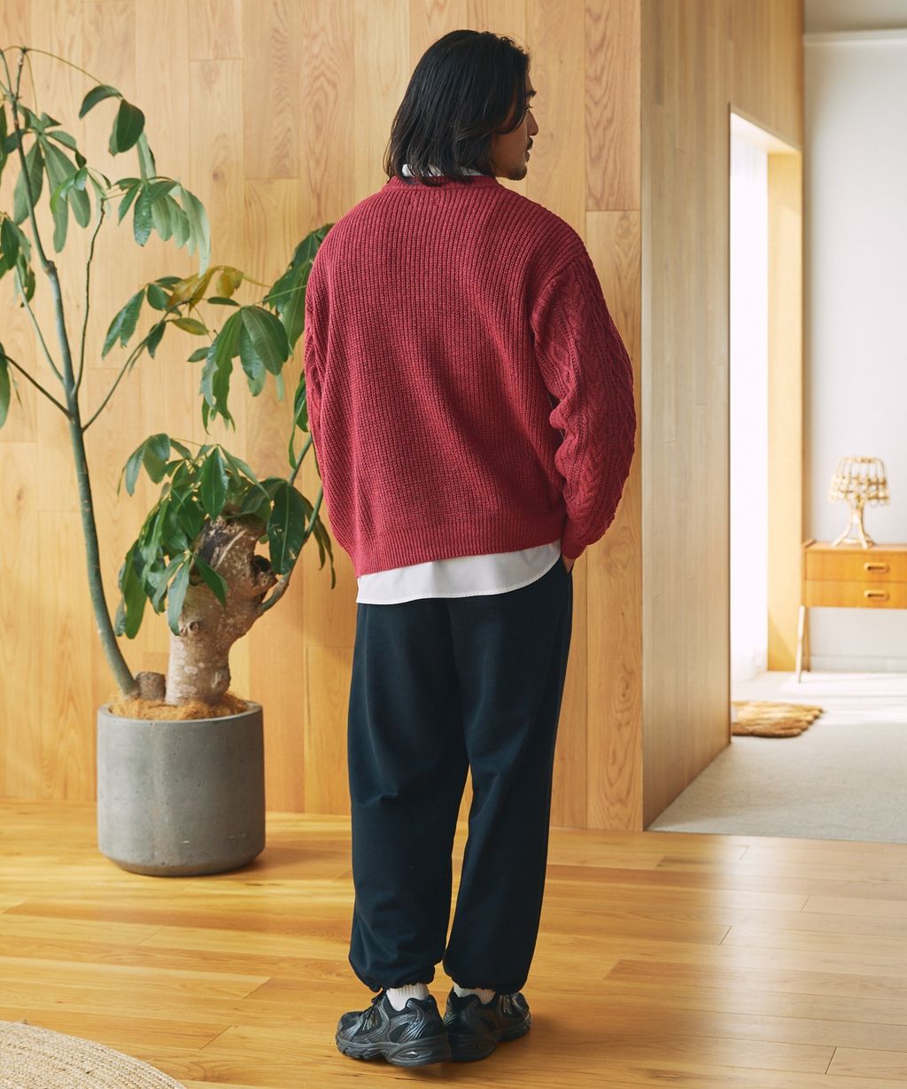 THE CRAFT CREW PRODUCTS 可水洗防靜電抗起球針立體繩結麻花編織圓領毛衣_105