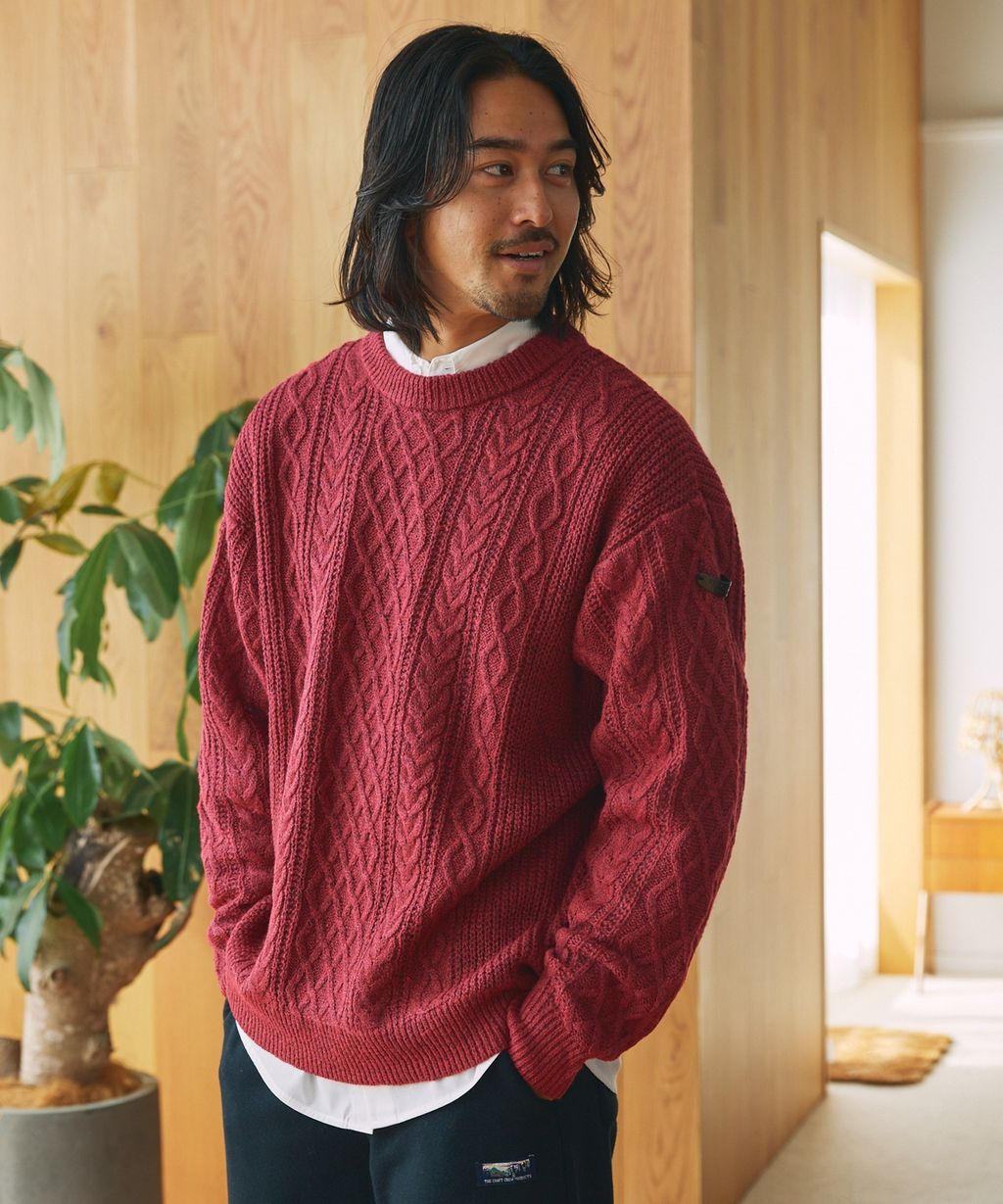 THE CRAFT CREW PRODUCTS 可水洗防靜電抗起球針立體繩結麻花編織圓領毛衣_106