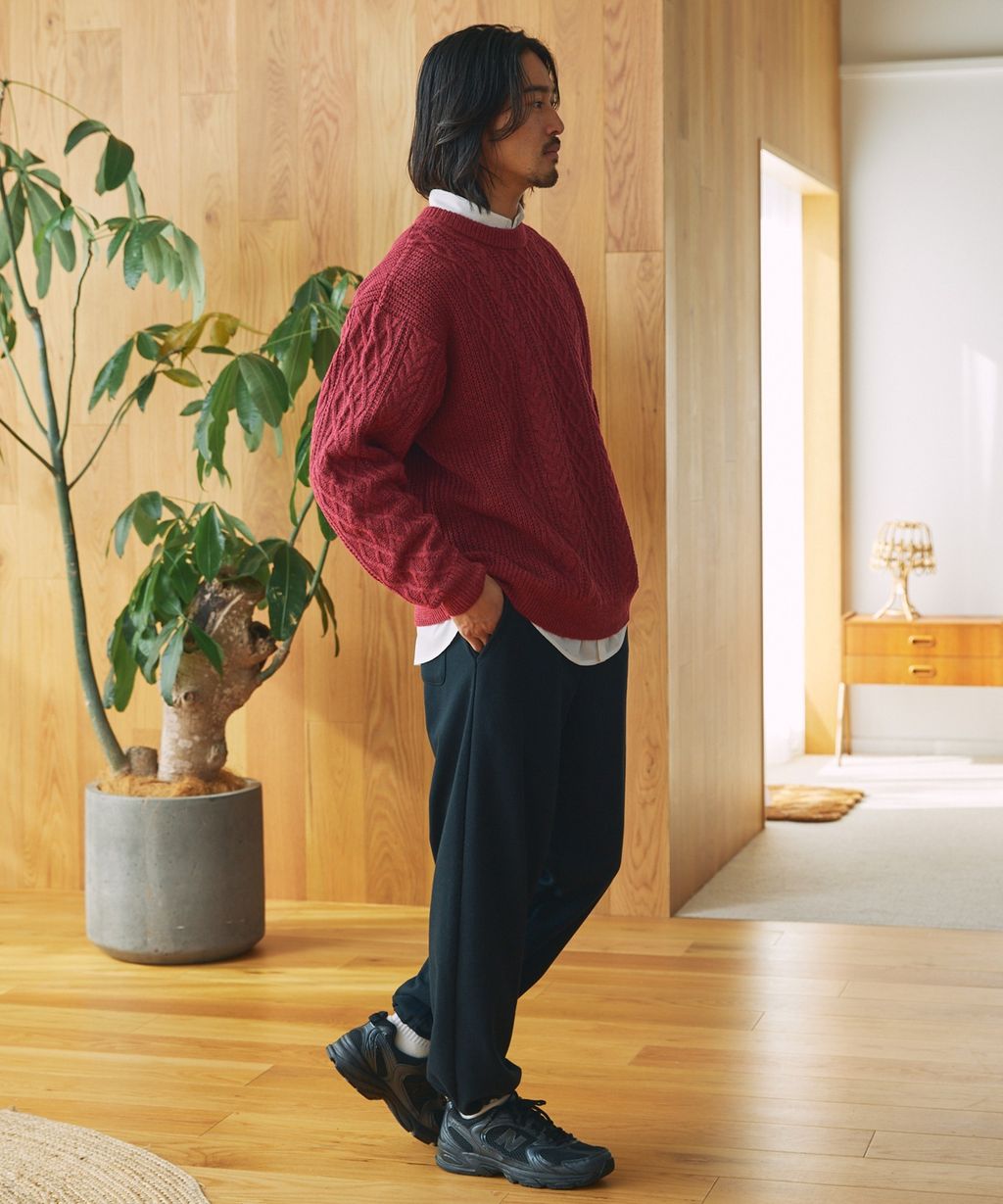 THE CRAFT CREW PRODUCTS 可水洗防靜電抗起球針立體繩結麻花編織圓領毛衣_104