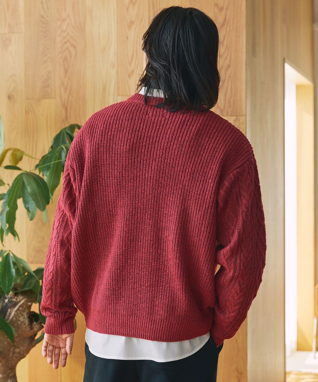 THE CRAFT CREW PRODUCTS 可水洗防靜電抗起球針立體繩結麻花編織圓領毛衣_101