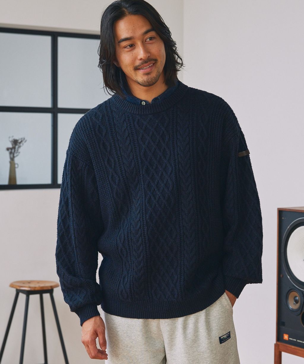 THE CRAFT CREW PRODUCTS 可水洗防靜電抗起球針立體繩結麻花編織圓領毛衣_94