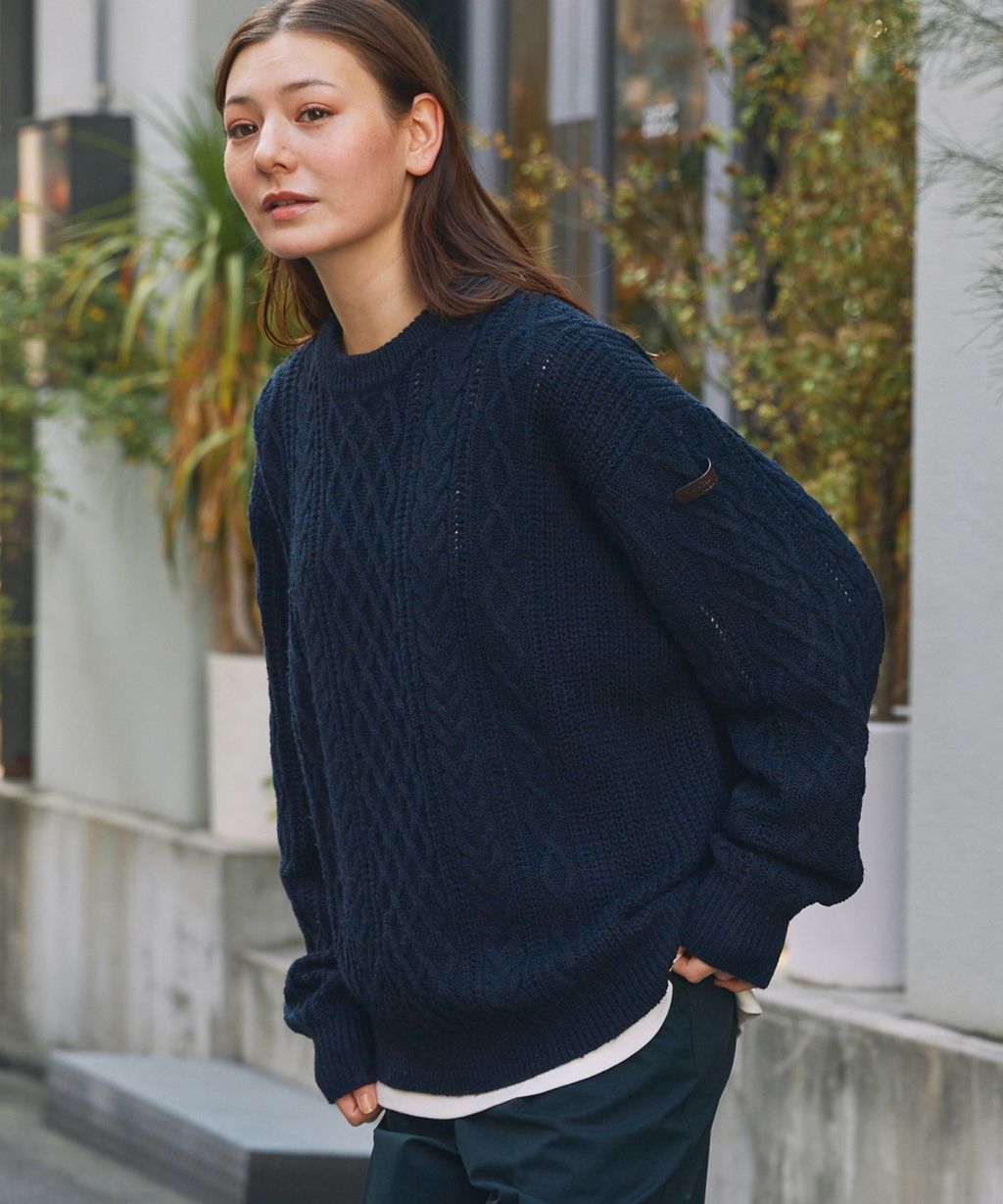 THE CRAFT CREW PRODUCTS 可水洗防靜電抗起球針立體繩結麻花編織圓領毛衣_80