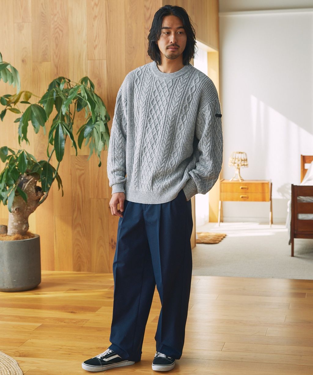 THE CRAFT CREW PRODUCTS 可水洗防靜電抗起球針立體繩結麻花編織圓領毛衣_76