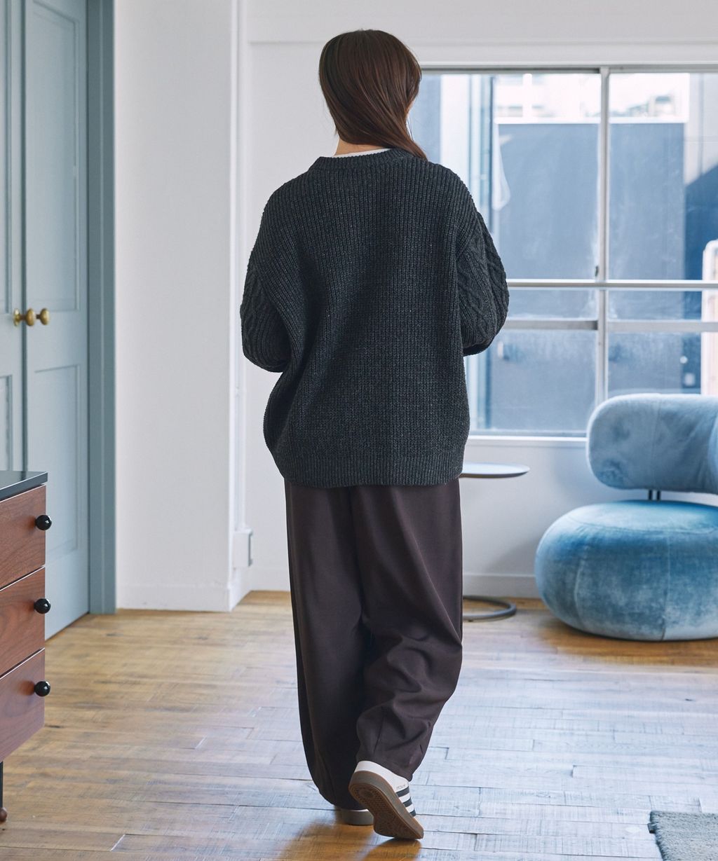 THE CRAFT CREW PRODUCTS 可水洗防靜電抗起球針立體繩結麻花編織圓領毛衣_58