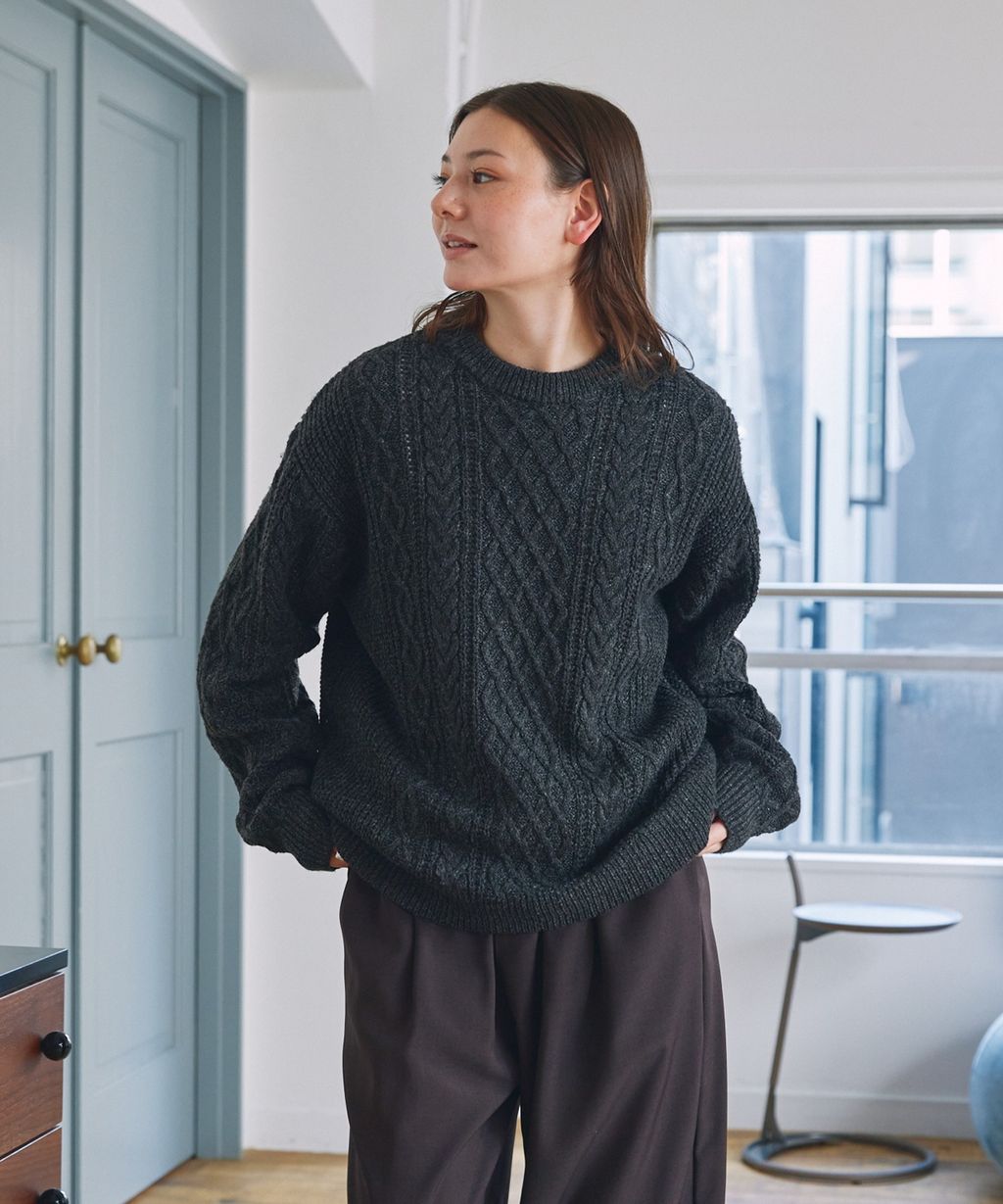 THE CRAFT CREW PRODUCTS 可水洗防靜電抗起球針立體繩結麻花編織圓領毛衣_59