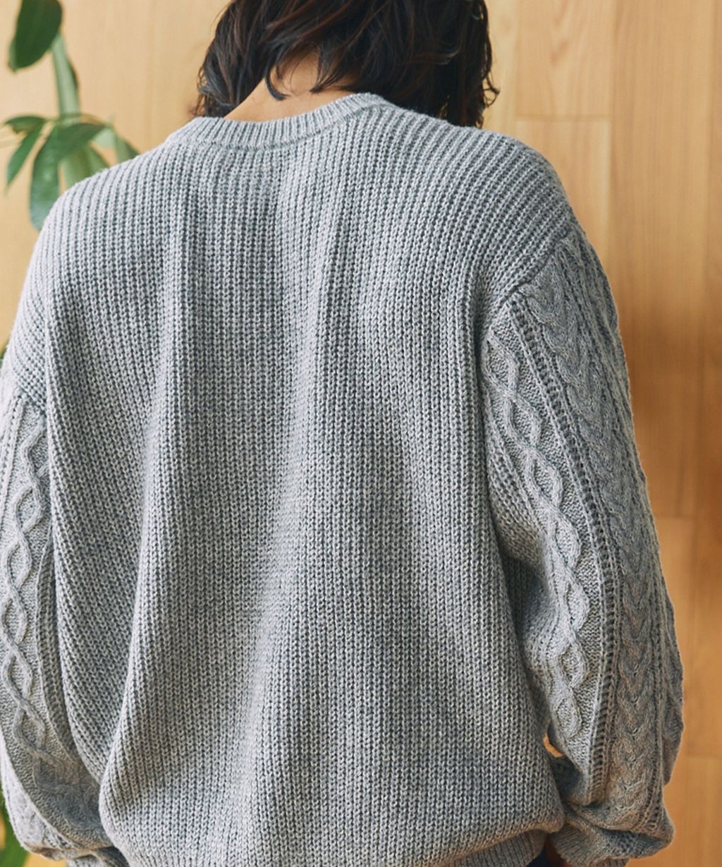 THE CRAFT CREW PRODUCTS 可水洗防靜電抗起球針立體繩結麻花編織圓領毛衣_79