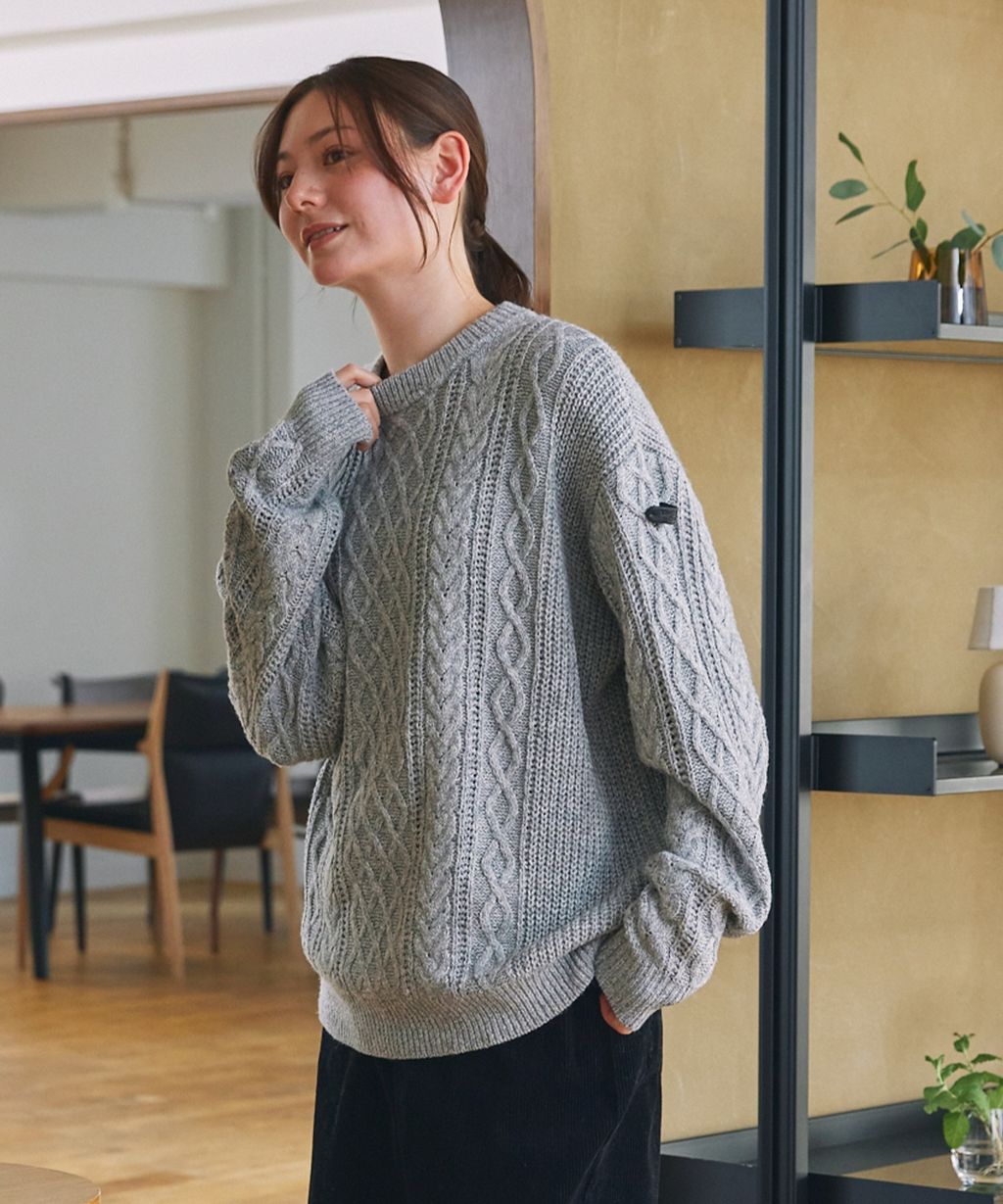 THE CRAFT CREW PRODUCTS 可水洗防靜電抗起球針立體繩結麻花編織圓領毛衣_64