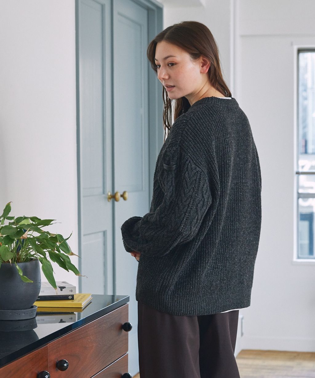 THE CRAFT CREW PRODUCTS 可水洗防靜電抗起球針立體繩結麻花編織圓領毛衣_61