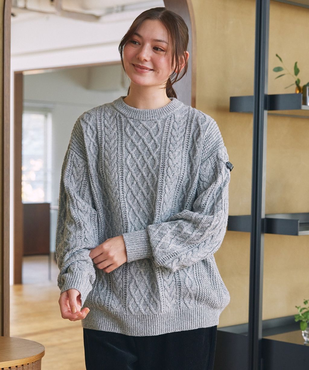 THE CRAFT CREW PRODUCTS 可水洗防靜電抗起球針立體繩結麻花編織圓領毛衣_62