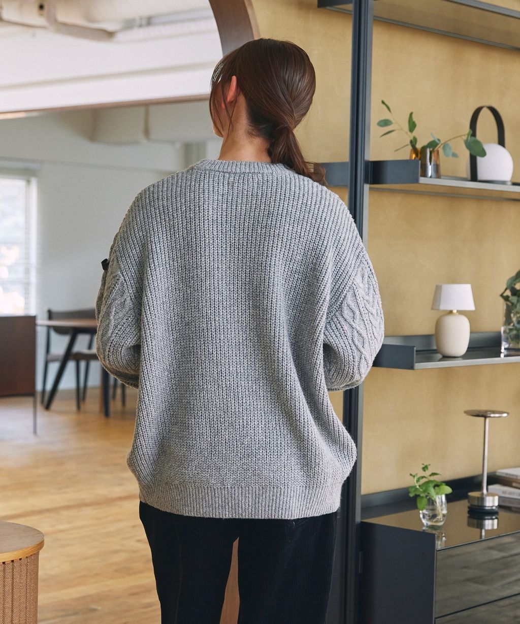 THE CRAFT CREW PRODUCTS 可水洗防靜電抗起球針立體繩結麻花編織圓領毛衣_65