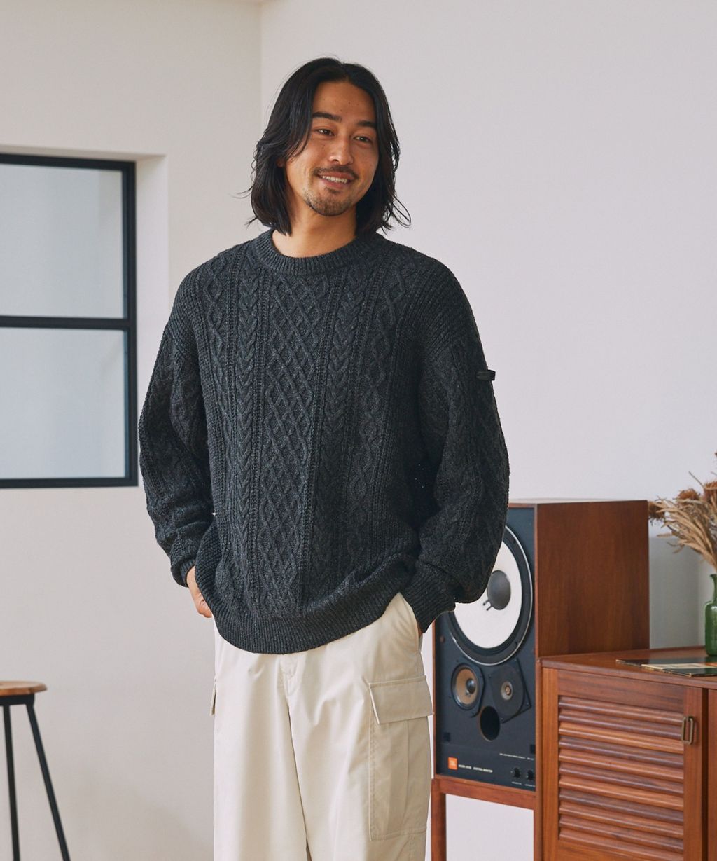 THE CRAFT CREW PRODUCTS 可水洗防靜電抗起球針立體繩結麻花編織圓領毛衣_52