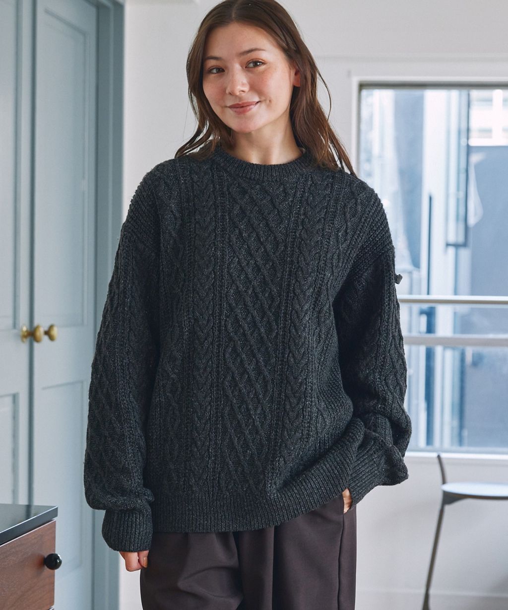 THE CRAFT CREW PRODUCTS 可水洗防靜電抗起球針立體繩結麻花編織圓領毛衣_54