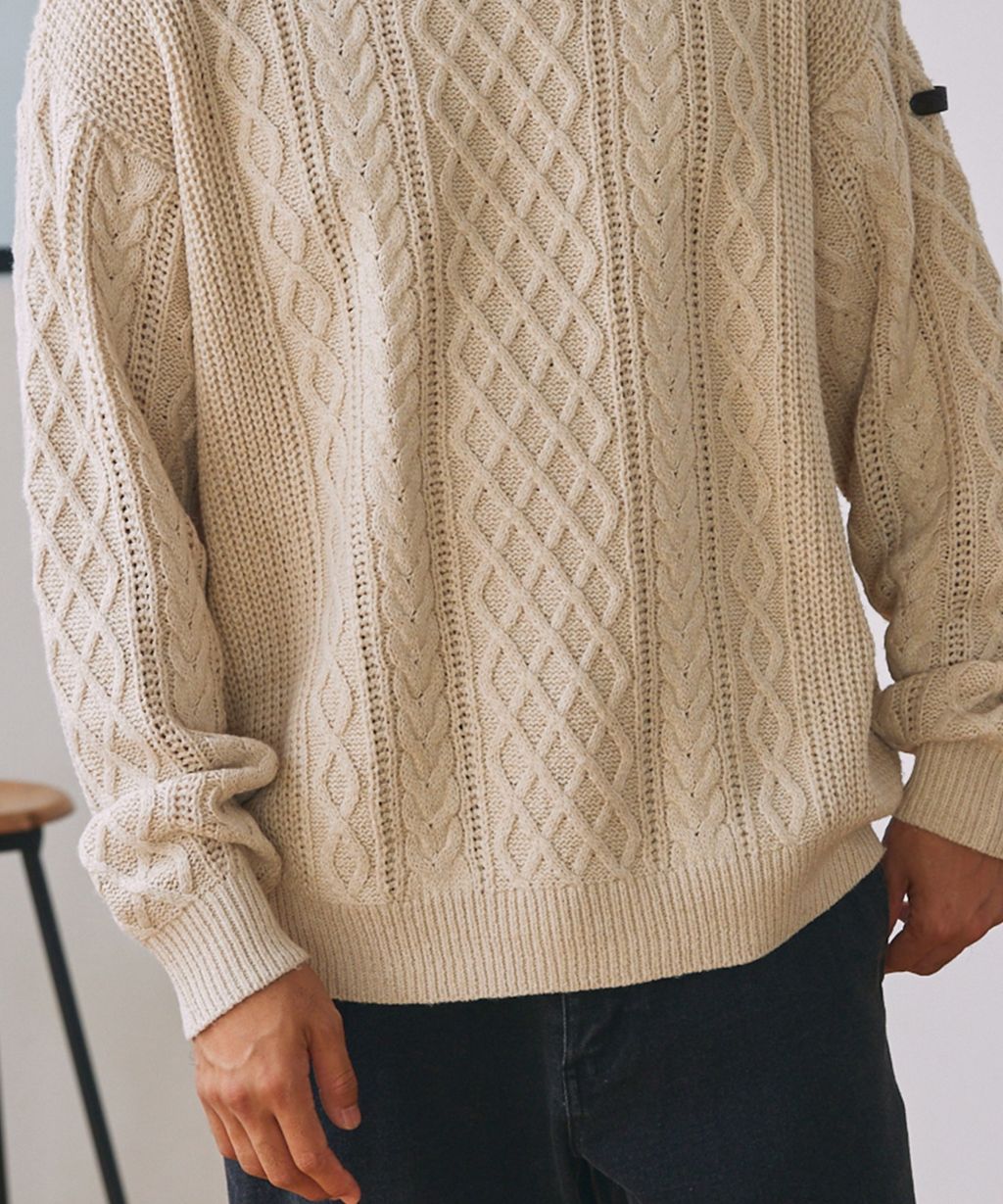 THE CRAFT CREW PRODUCTS 可水洗防靜電抗起球針立體繩結麻花編織圓領毛衣_38