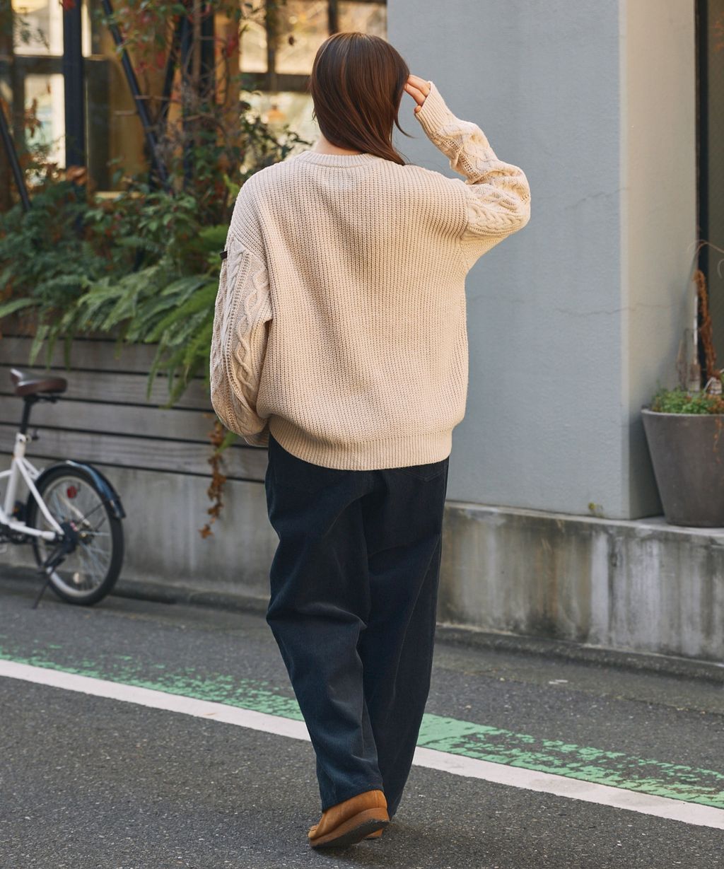 THE CRAFT CREW PRODUCTS 可水洗防靜電抗起球針立體繩結麻花編織圓領毛衣_24