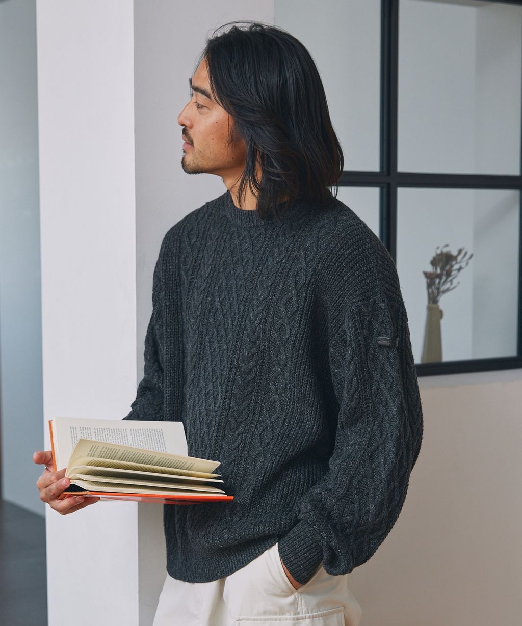 THE CRAFT CREW PRODUCTS 可水洗防靜電抗起球針立體繩結麻花編織圓領毛衣_53