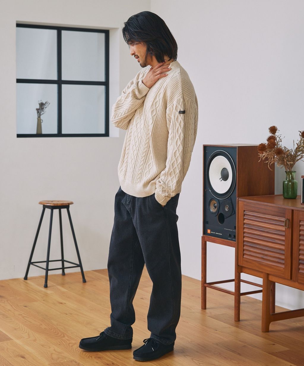 THE CRAFT CREW PRODUCTS 可水洗防靜電抗起球針立體繩結麻花編織圓領毛衣_12