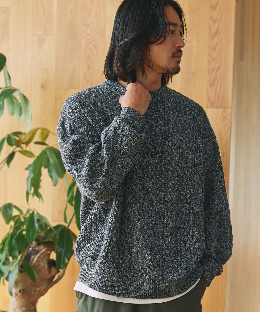 THE CRAFT CREW PRODUCTS 可水洗防靜電抗起球針立體繩結麻花編織圓領毛衣_120