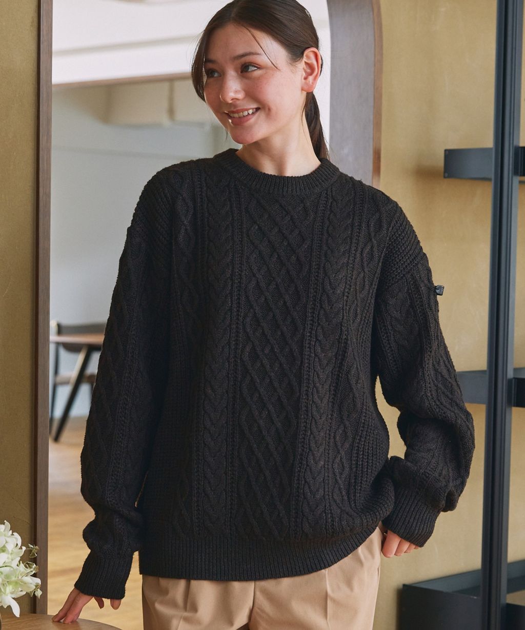 THE CRAFT CREW PRODUCTS 可水洗防靜電抗起球針立體繩結麻花編織圓領毛衣_107