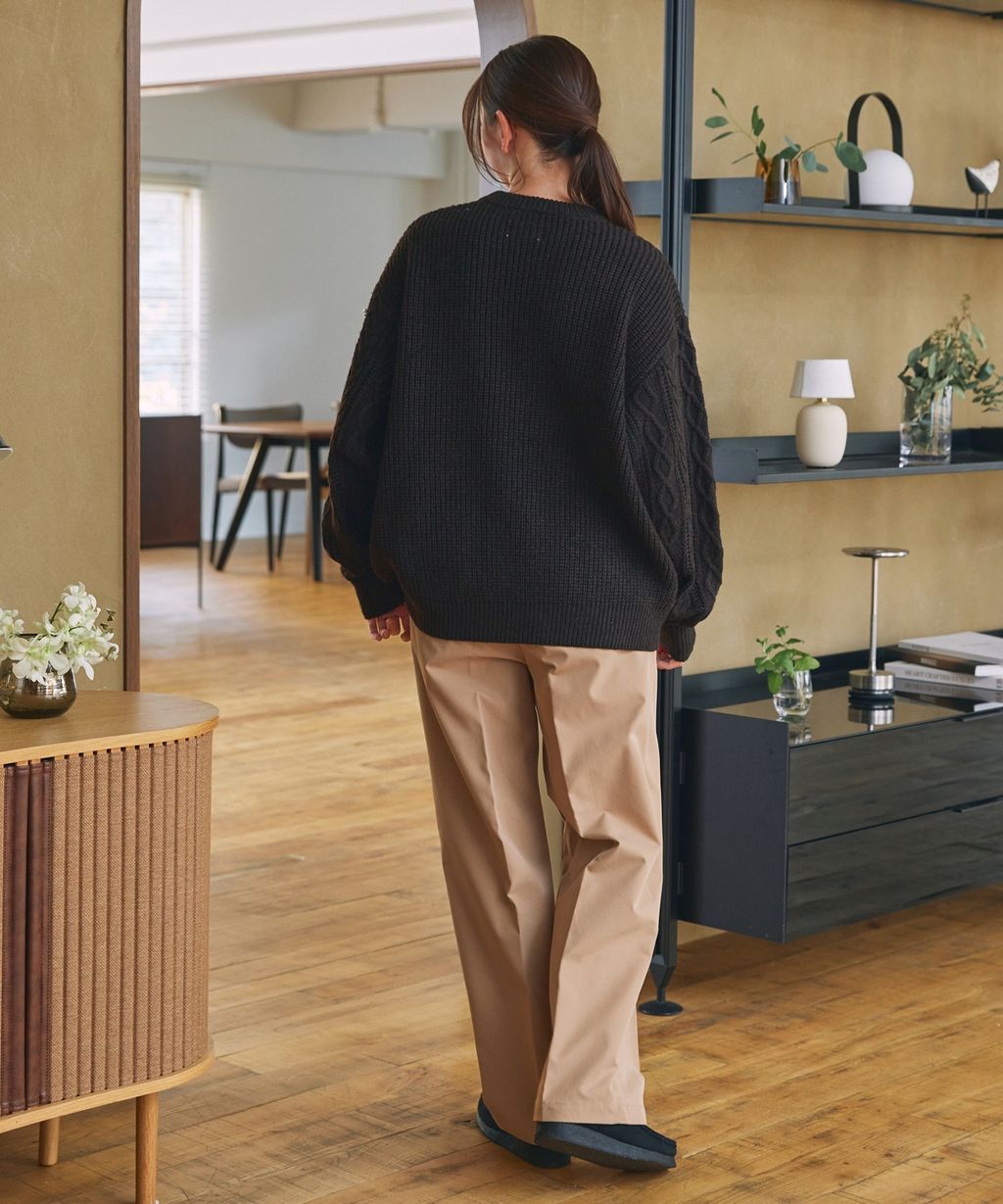 THE CRAFT CREW PRODUCTS 可水洗防靜電抗起球針立體繩結麻花編織圓領毛衣_112