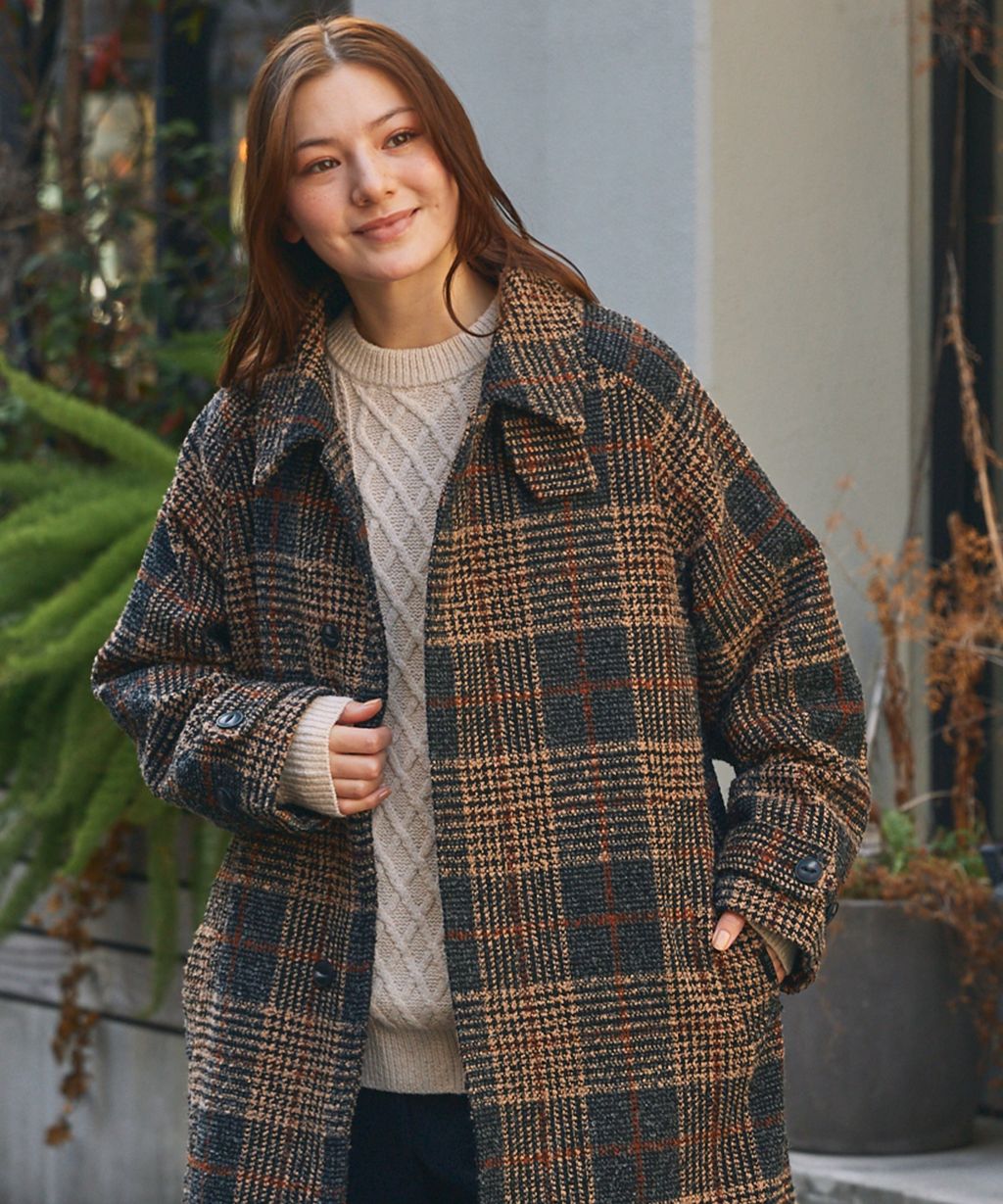 THE CRAFT CREW PRODUCTS 抗UV粗花呢立挺機能長版大衣外套_1