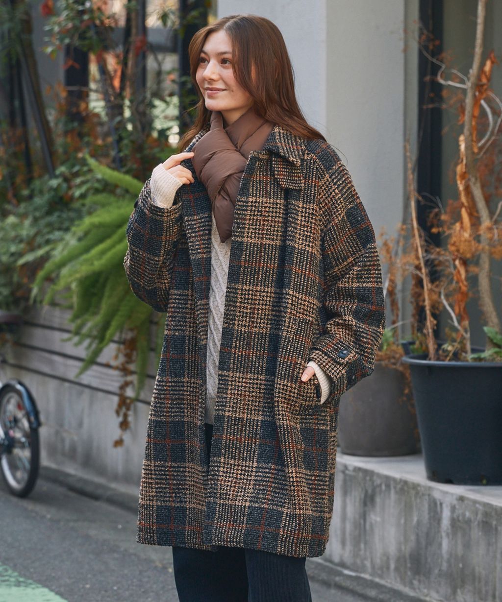 THE CRAFT CREW PRODUCTS 抗UV粗花呢立挺機能長版大衣外套_10