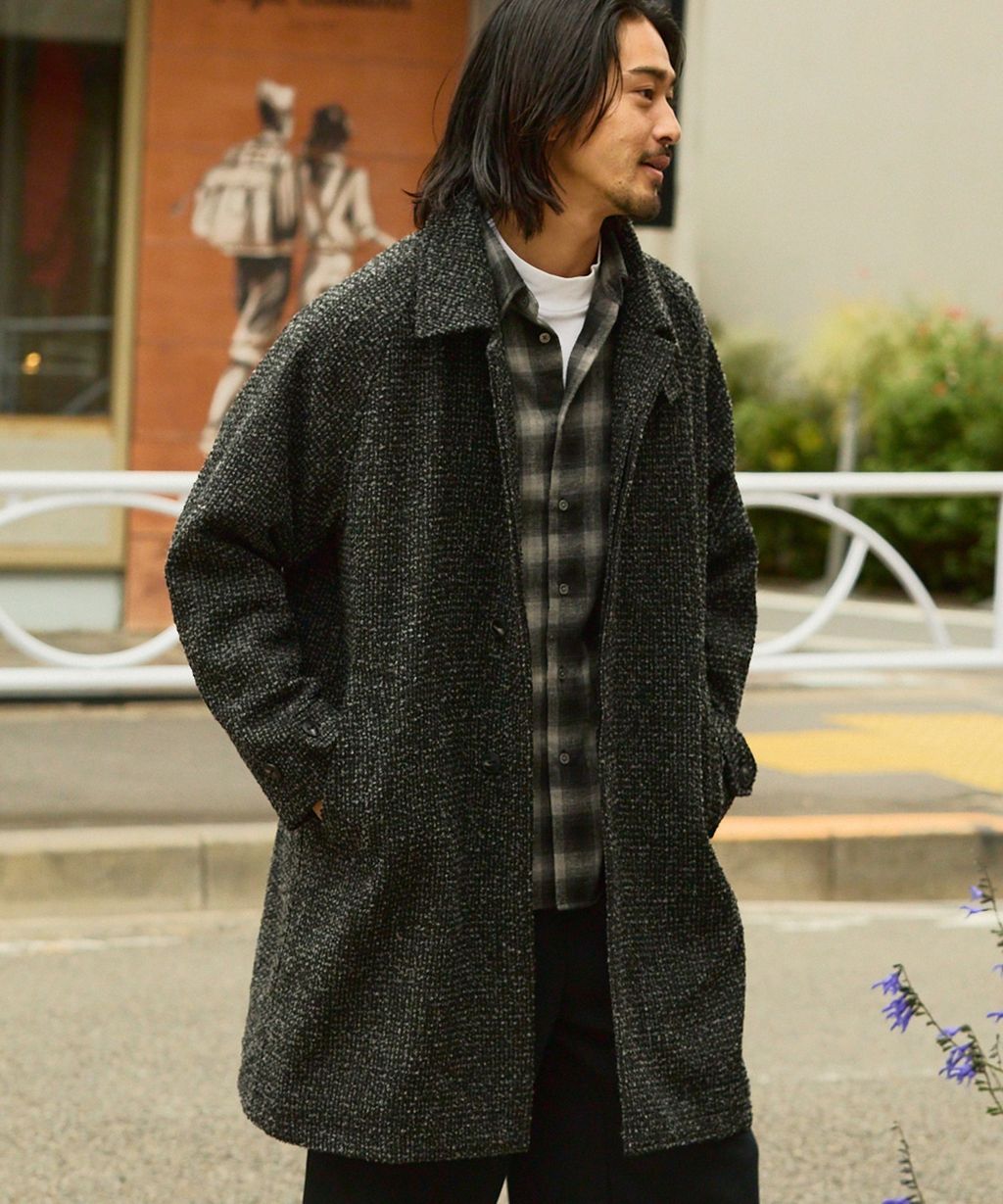 THE CRAFT CREW PRODUCTS 抗UV粗花呢立挺機能長版大衣外套_15