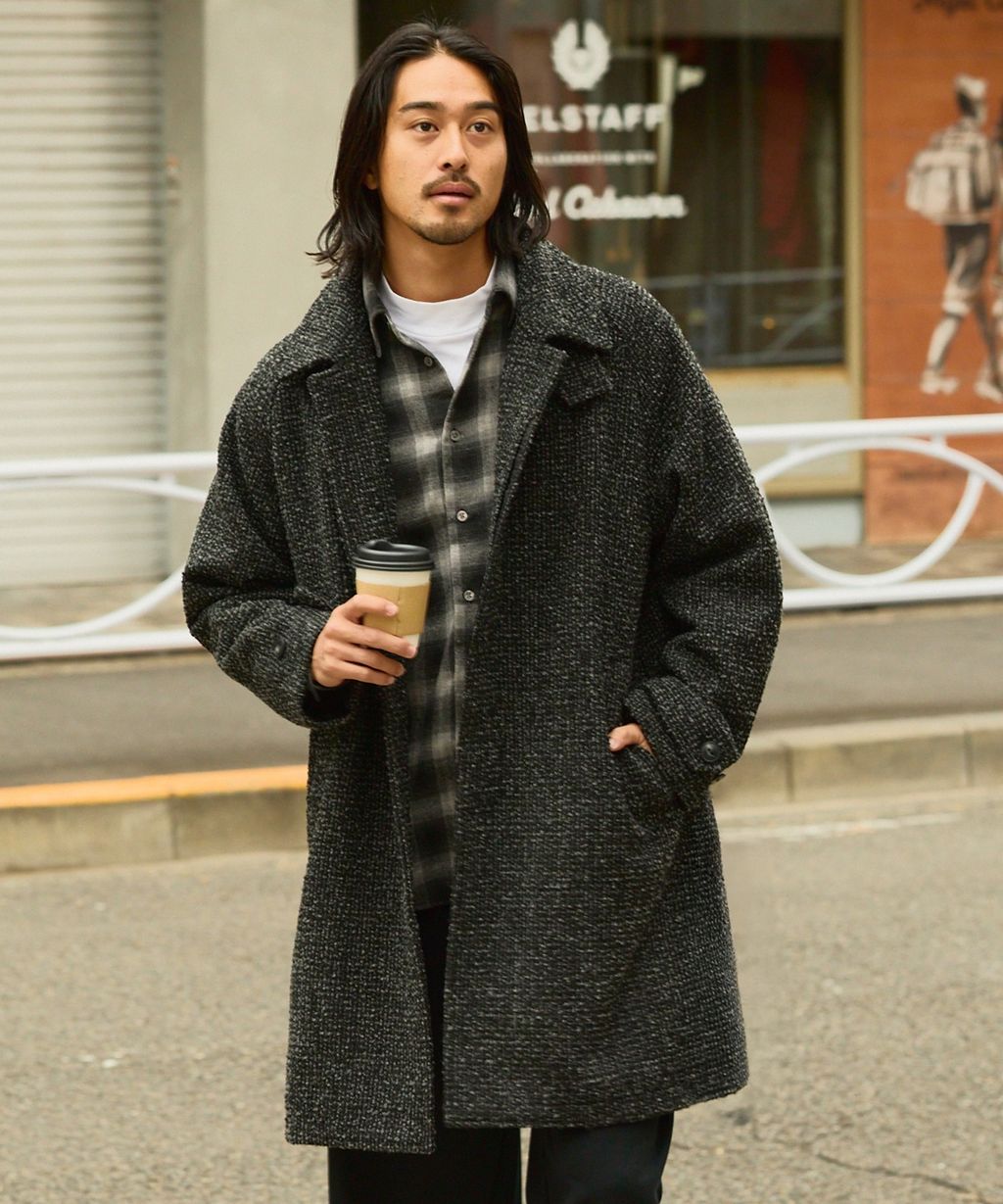 THE CRAFT CREW PRODUCTS 抗UV粗花呢立挺機能長版大衣外套_16