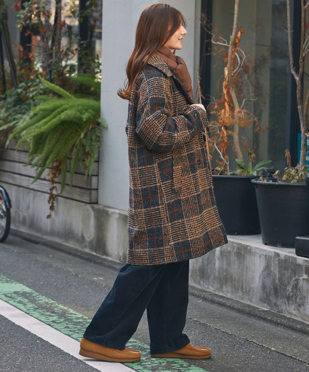 THE CRAFT CREW PRODUCTS 抗UV粗花呢立挺機能長版大衣外套_9