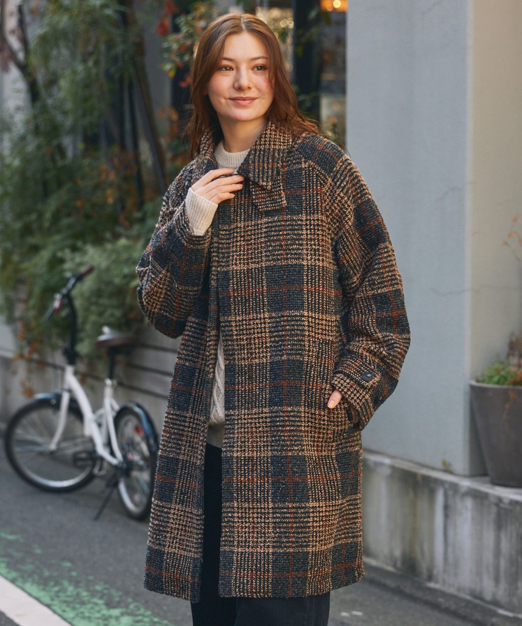 THE CRAFT CREW PRODUCTS 抗UV粗花呢立挺機能長版大衣外套_5