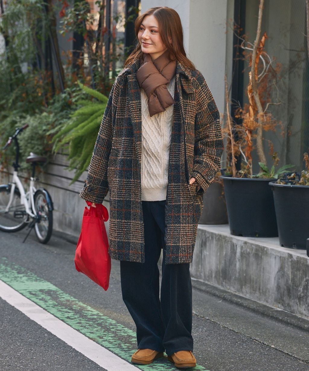 THE CRAFT CREW PRODUCTS 抗UV粗花呢立挺機能長版大衣外套_8