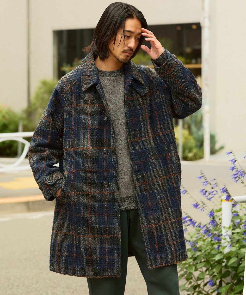 THE CRAFT CREW PRODUCTS 抗UV粗花呢立挺機能長版大衣外套_28