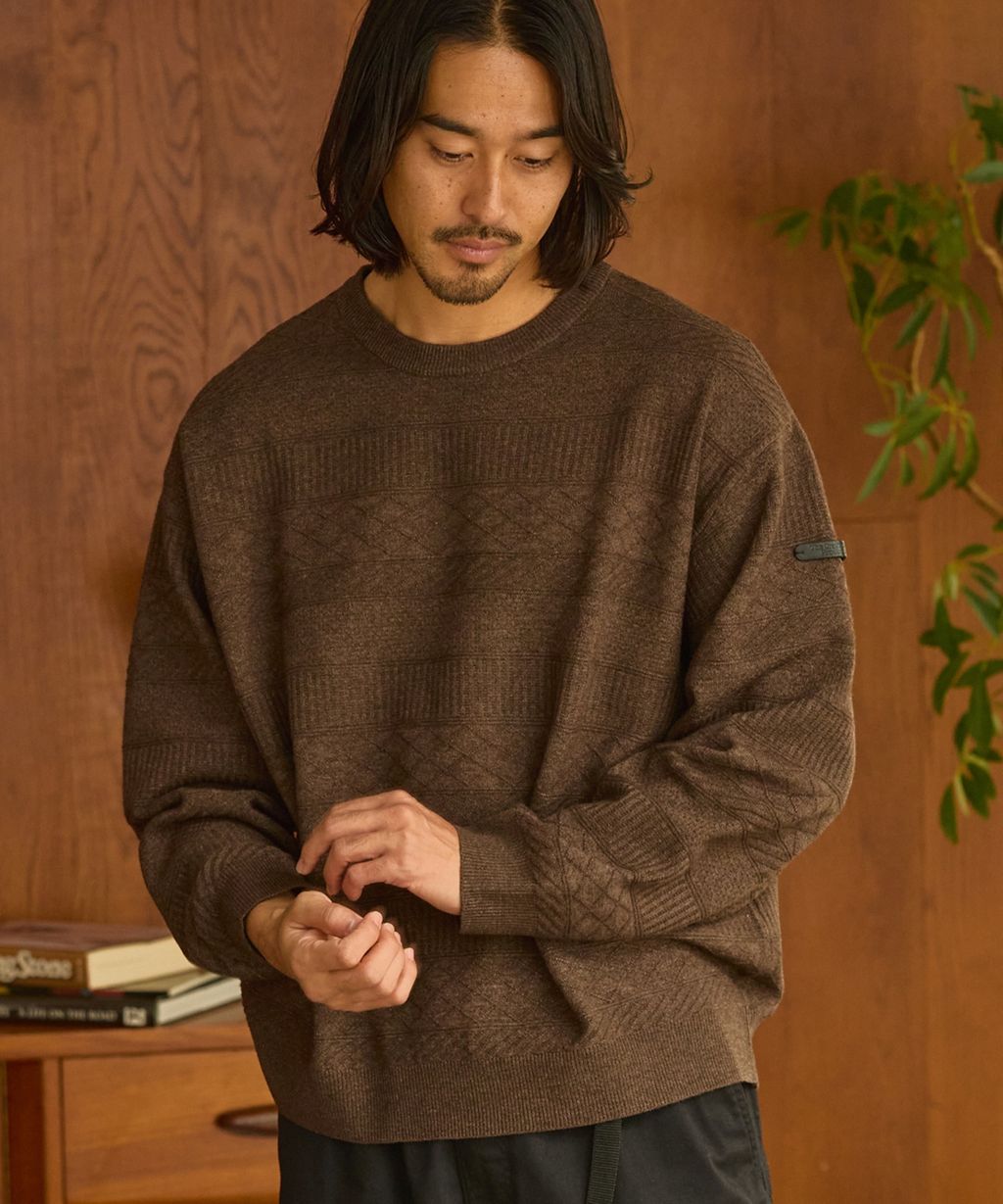 THE CRAFT CREW PRODUCTS 幾何菱格條紋圓領立體Jacquard針織上衣_2