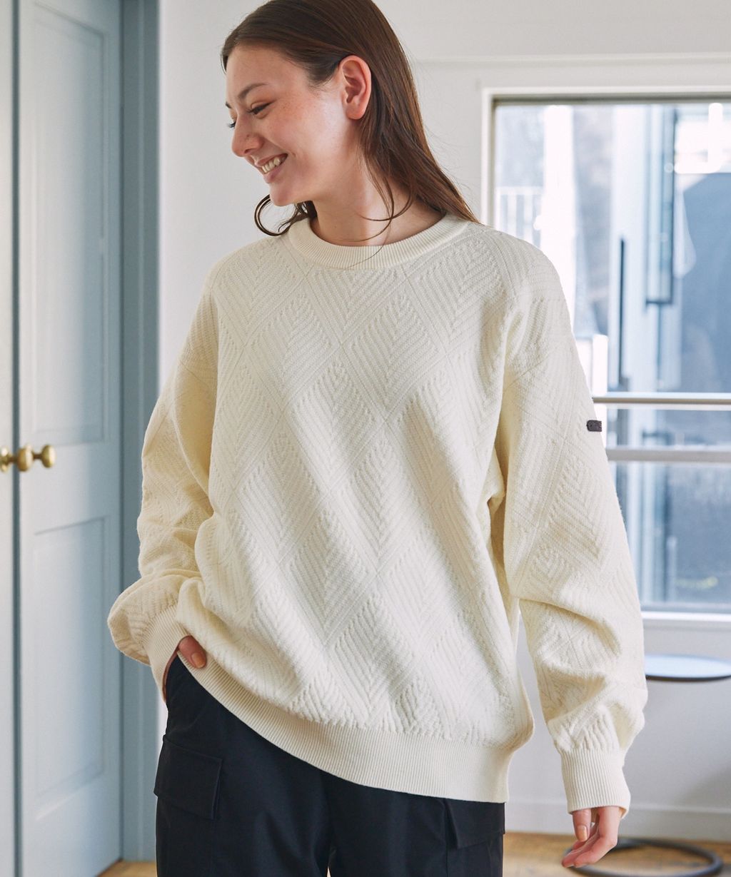 THE CRAFT CREW PRODUCTS 幾何菱格條紋圓領立體Jacquard針織上衣_4