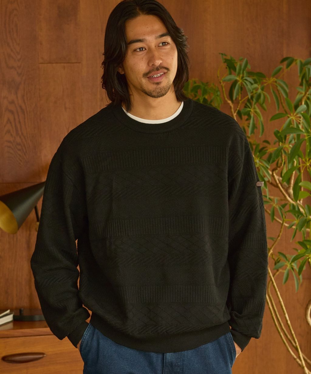 THE CRAFT CREW PRODUCTS 幾何菱格條紋圓領立體Jacquard針織上衣_43