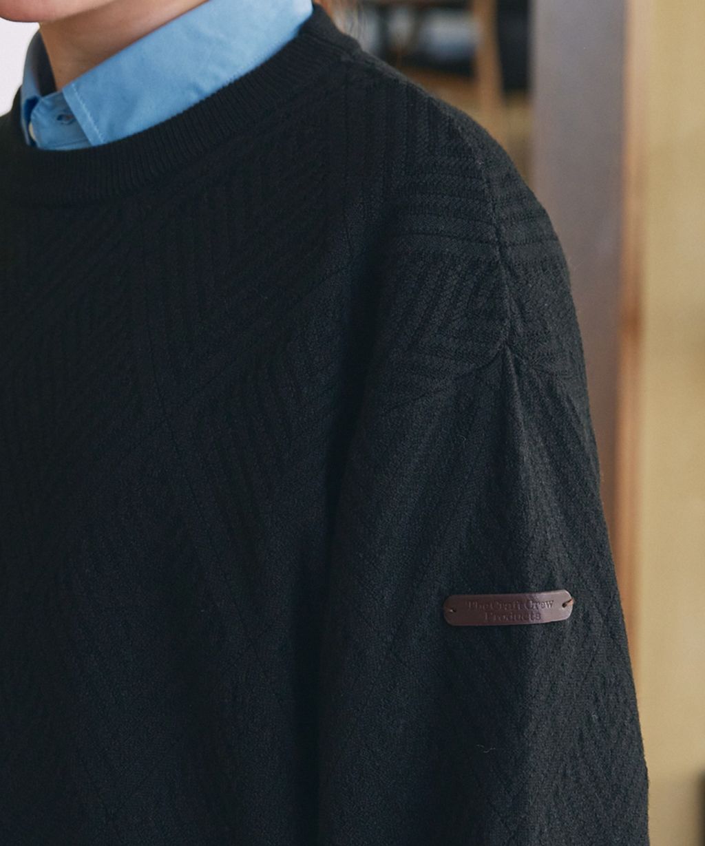 THE CRAFT CREW PRODUCTS 幾何菱格條紋圓領立體Jacquard針織上衣_40