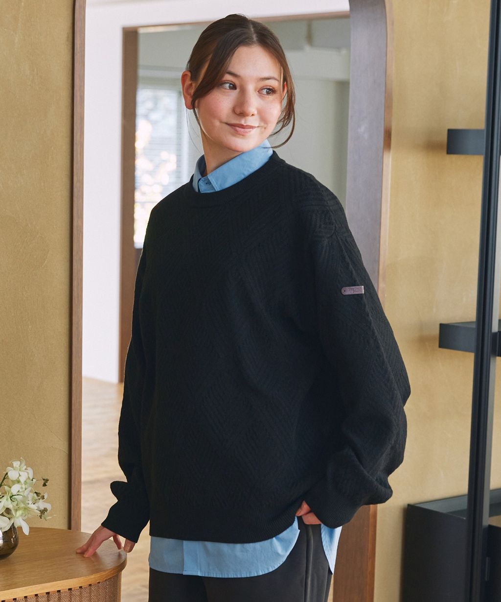 THE CRAFT CREW PRODUCTS 幾何菱格條紋圓領立體Jacquard針織上衣_37