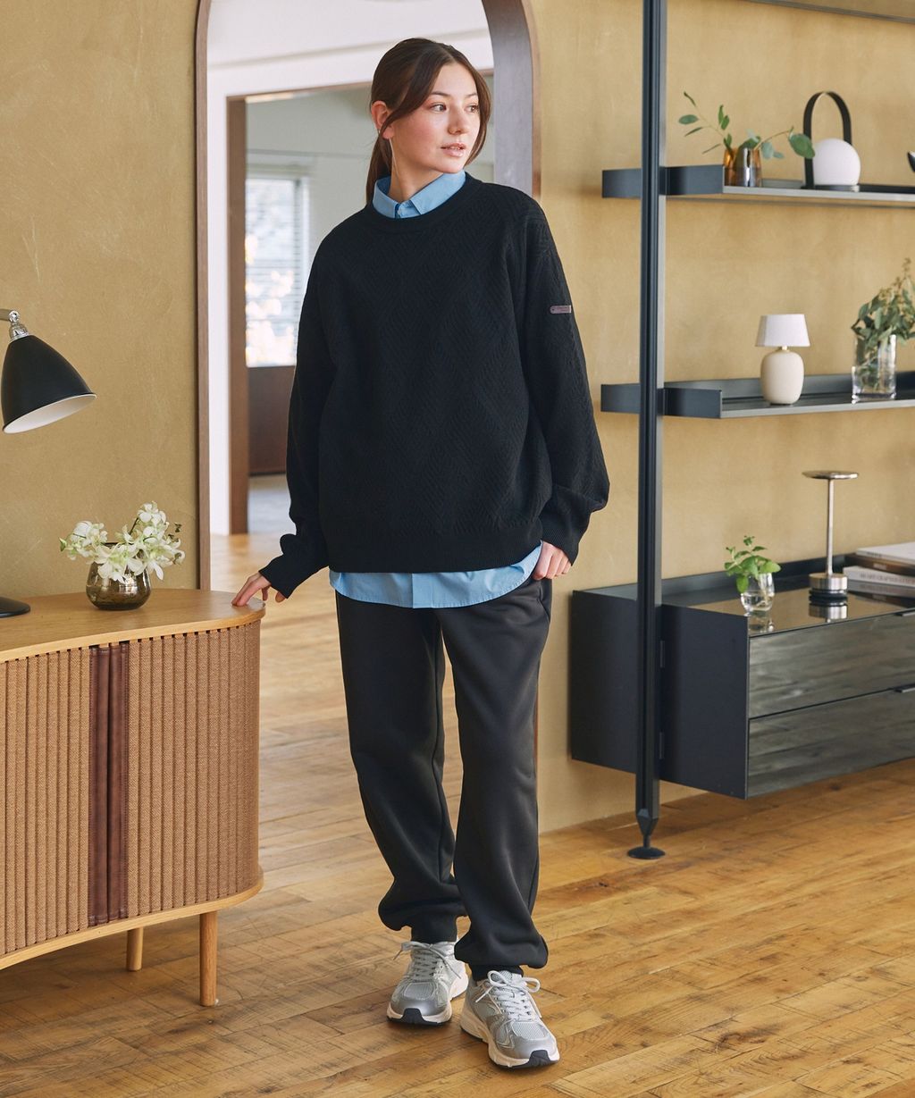 THE CRAFT CREW PRODUCTS 幾何菱格條紋圓領立體Jacquard針織上衣_35