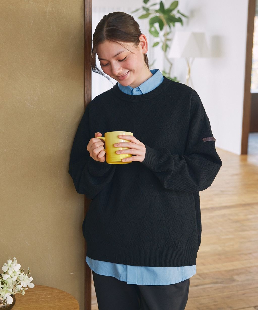 THE CRAFT CREW PRODUCTS 幾何菱格條紋圓領立體Jacquard針織上衣_39