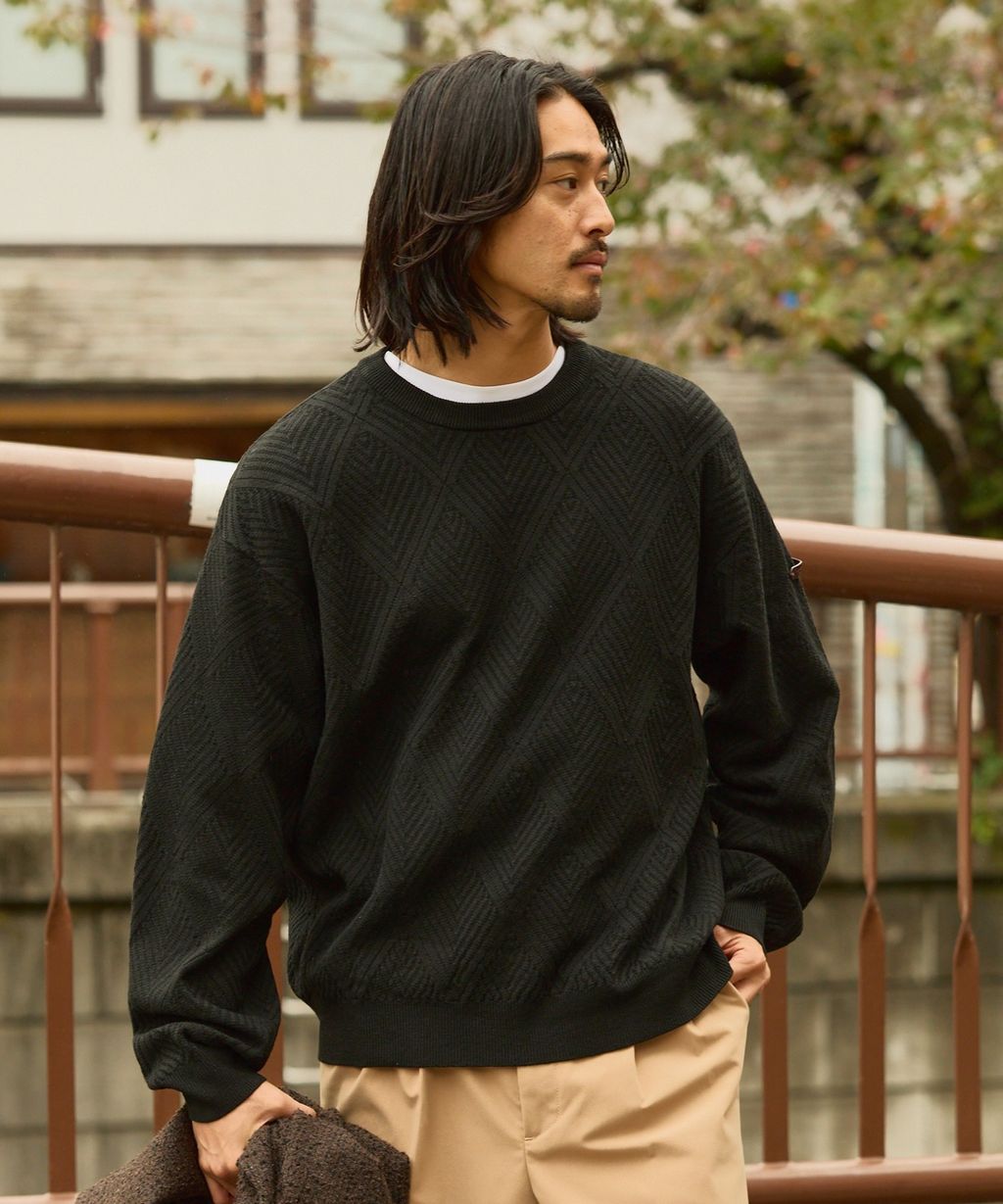 THE CRAFT CREW PRODUCTS 幾何菱格條紋圓領立體Jacquard針織上衣_29