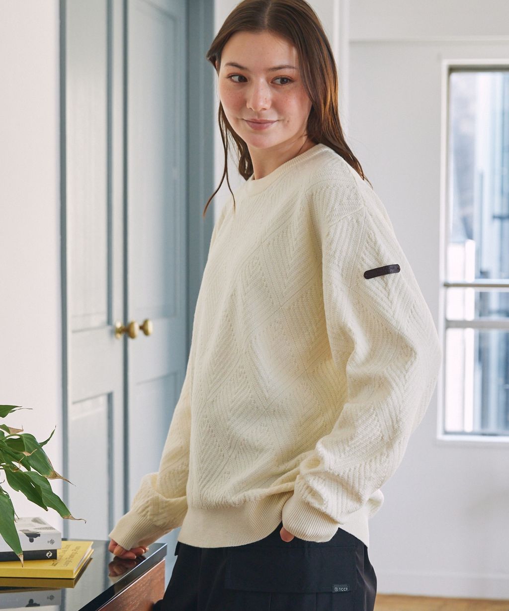 THE CRAFT CREW PRODUCTS 幾何菱格條紋圓領立體Jacquard針織上衣_73