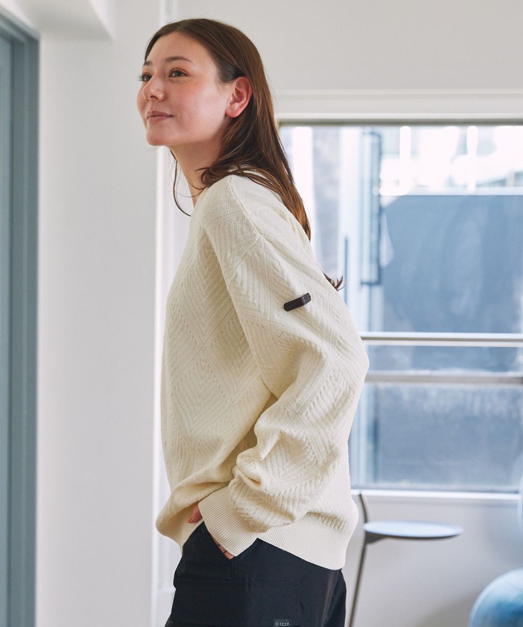 THE CRAFT CREW PRODUCTS 幾何菱格條紋圓領立體Jacquard針織上衣_80