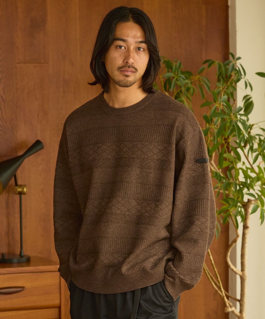 THE CRAFT CREW PRODUCTS 幾何菱格條紋圓領立體Jacquard針織上衣_21