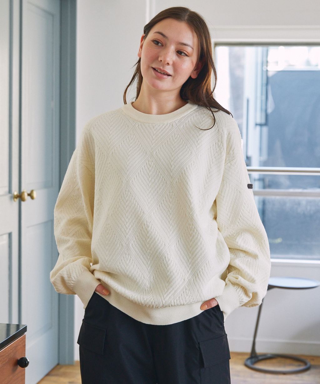 THE CRAFT CREW PRODUCTS 幾何菱格條紋圓領立體Jacquard針織上衣_79