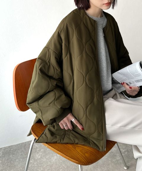 JaVa 縫線格紋輕中棉百搭外套_4