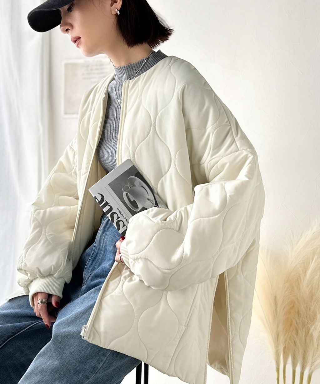 JaVa 縫線格紋輕中棉百搭外套_2