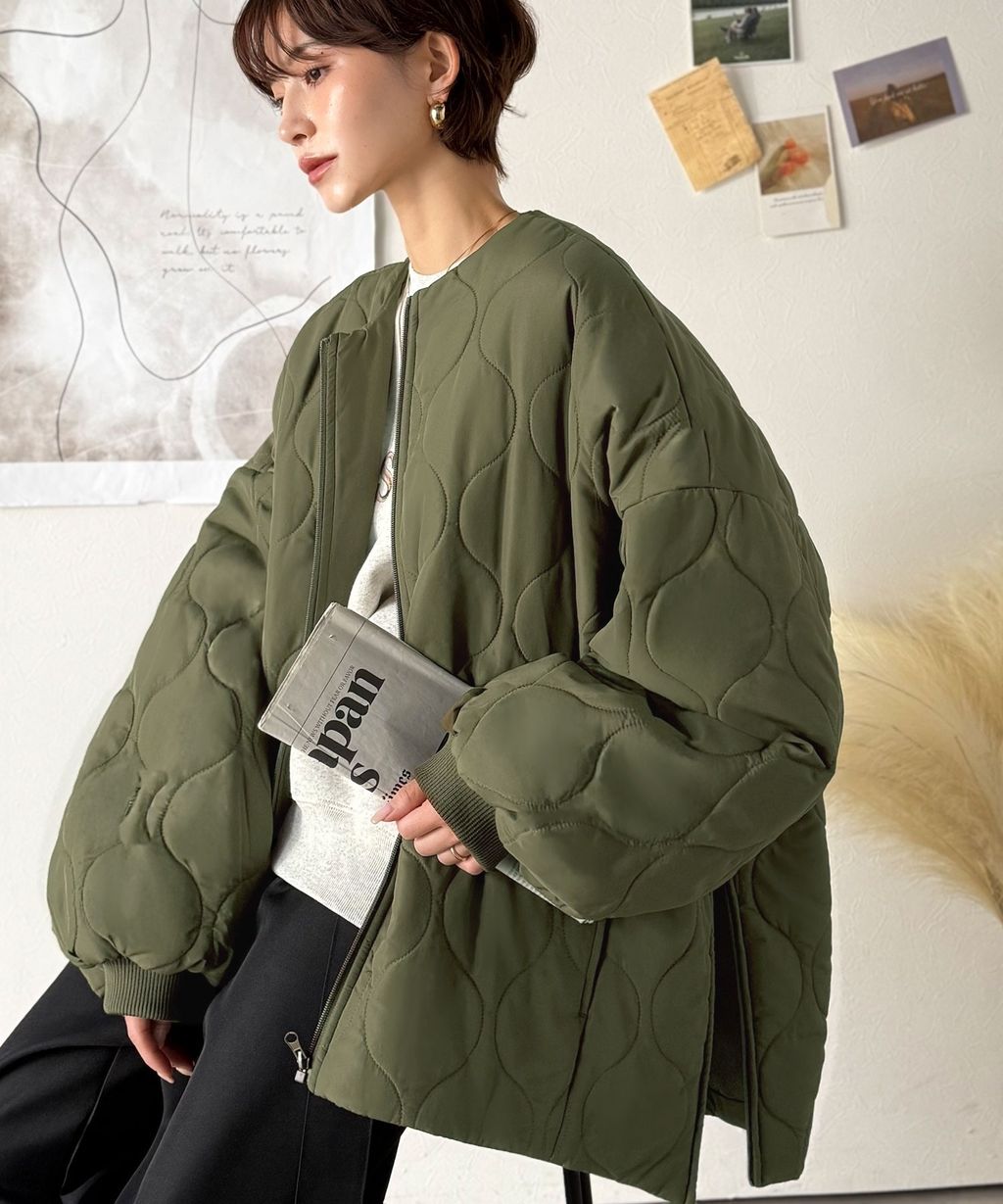 JaVa 縫線格紋輕中棉百搭外套_1