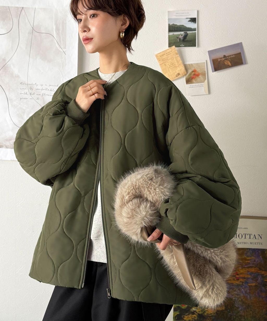 JaVa 縫線格紋輕中棉百搭外套_34