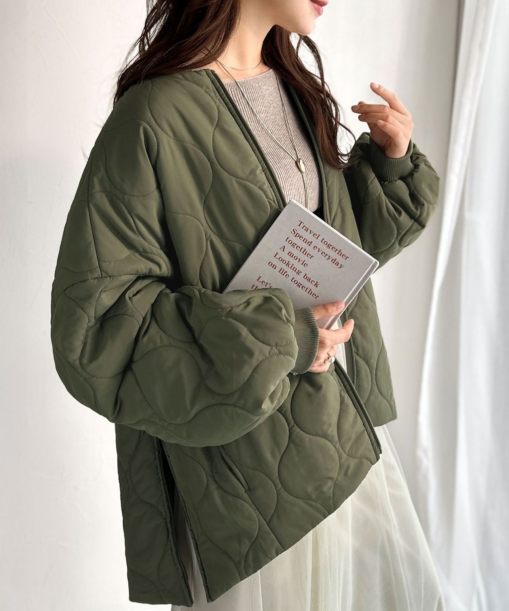 JaVa 縫線格紋輕中棉百搭外套_33